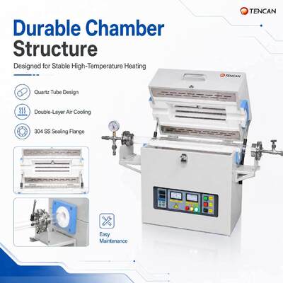 TENCAN 1200C 1400C 1600C Forno de tubo de vácuo horizontal Laboratório de sinterização de divisão CVD Forno de tubo de alumínio de quartzo