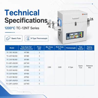 TENCAN 1200C 1400C 1600C Forno de tubo de vácuo horizontal Laboratório de sinterização de divisão CVD Forno de tubo de alumínio de quartzo