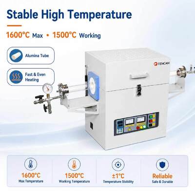 TENCAN TC-16MT 1600C MoSi2 Heater Tube Furnace B Type Thermocouple Alumina Tube Electric Lab Sintering Oven Heat Treatment