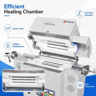 Tencan TC-12NRT alta temperatura 1200c laboratório vácuo forno tubular mosi2 elemento de aquecimento de alta pureza quartzo/material de alumina