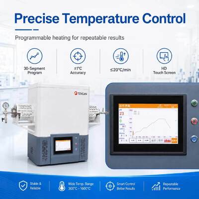 TENCAN TC-12NT Forno de tubo de vácuo de temperatura máxima de 1600°C com tubo de quartzo de alta pureza e controle de temperatura programável