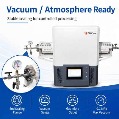 TENCAN TC-12NT Forno de tubo de vácuo de temperatura máxima de 1600°C com tubo de quartzo de alta pureza e controle de temperatura programável