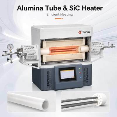 Forno de tubo de vácuo TENCAN TC-14ST 1400C Aquecedor SIC tipo S Termopar de alta temperatura Tubo de alumina Forno de sinterização dividido em laboratório