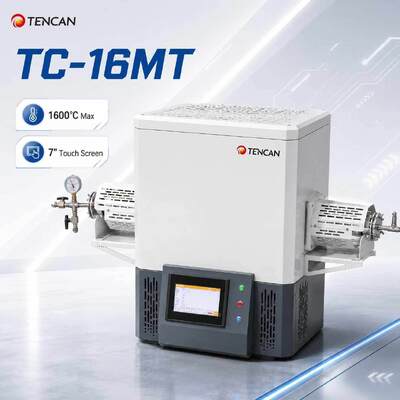 TENCAN MoSi2 aquecimento 1600C forno de tubo de vácuo TC-16MT tipo B termocouple forno de laboratório dividido 30 segmentos programável avançado