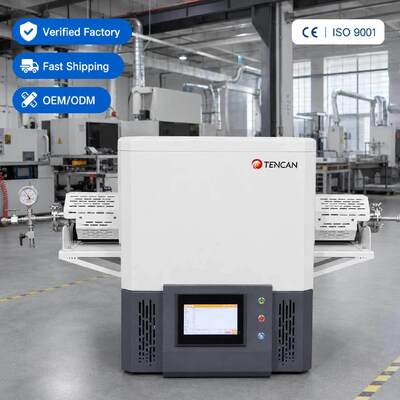 TENCAN MoSi2 aquecimento 1600C forno de tubo de vácuo TC-16MT tipo B termocouple forno de laboratório dividido 30 segmentos programável avançado