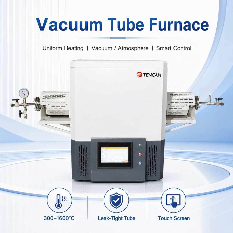 TENCAN TC-12NT Forno de tubo de vácuo de temperatura máxima de 1600°C com tubo de quartzo de alta pureza e controle de temperatura programável