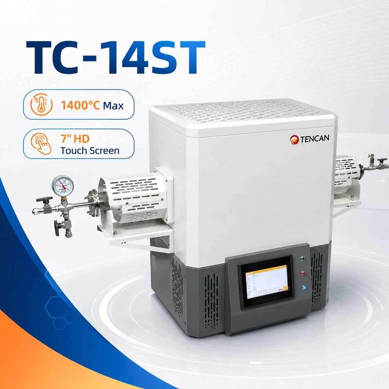 Forno de tubo de vácuo TENCAN TC-14ST 1400C Aquecedor SIC tipo S Termopar de alta temperatura Tubo de alumina Forno de sinterização dividido em laboratório